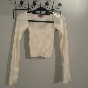 White long sleeve edikted going out top (size:M) *NEVER WORN*